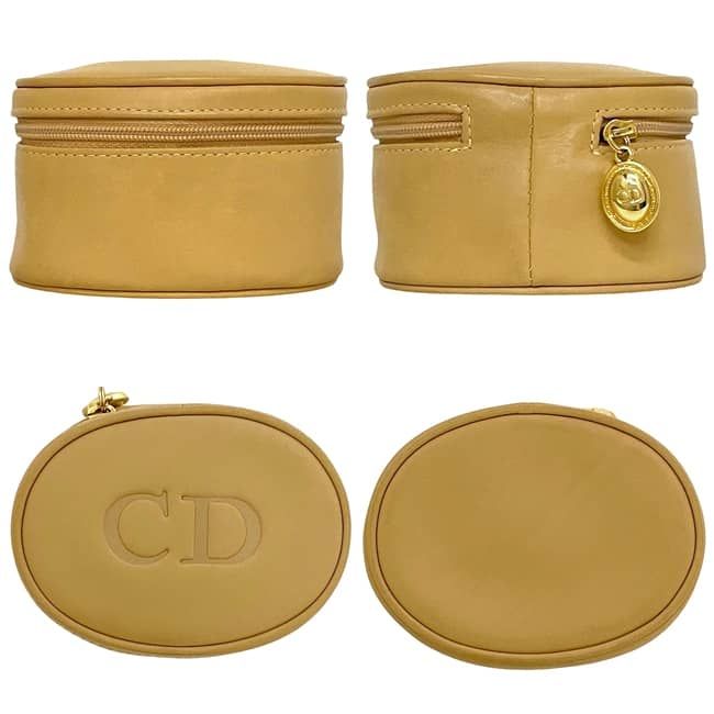 Dior Micro Pouch Beige Mini Case Leather CD Zipper Vintage — view 2