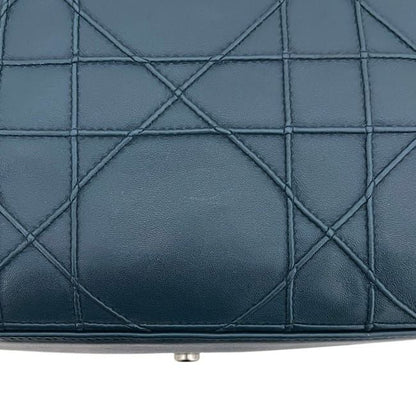 Dior Tote Granville Green Blue Cannage Handbag Leather Logo Charm Stitching — view 8