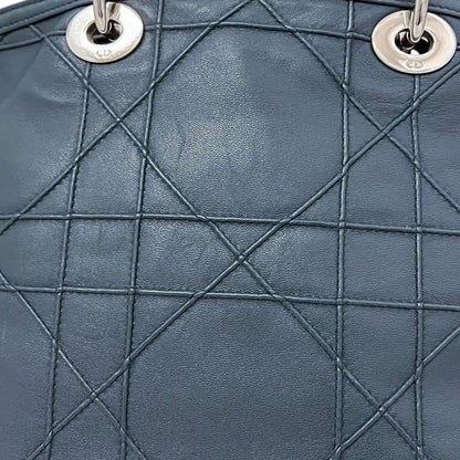 Dior Tote Granville Green Blue Cannage Handbag Leather Logo Charm Stitching — view 7