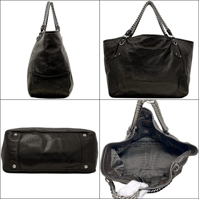 Prada Chain Tote Brown Coating Leather 20 31 Shoulder Bag — view 2