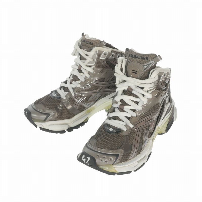 Balenciaga Runner High Top Cut Sneakers Gray White 42