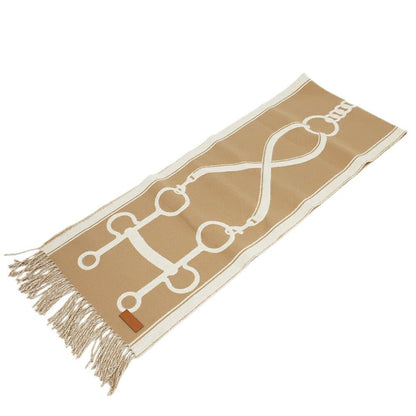 Hermes Heaven Scarf Molle Cashmere Beige Bicolor Fringe Shawl — view 3