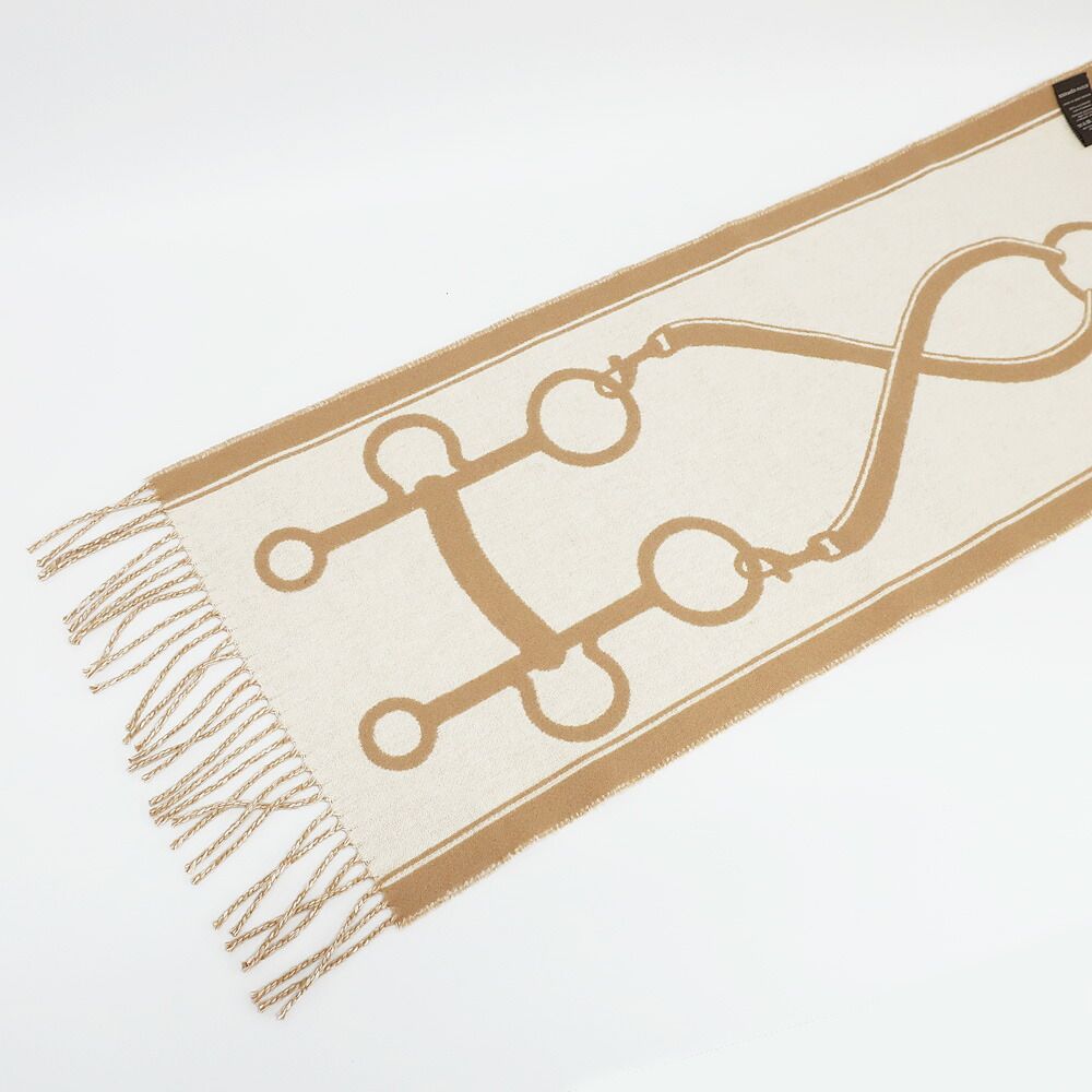 Hermes Heaven Scarf Molle Cashmere Beige Bicolor Fringe Shawl — view 6