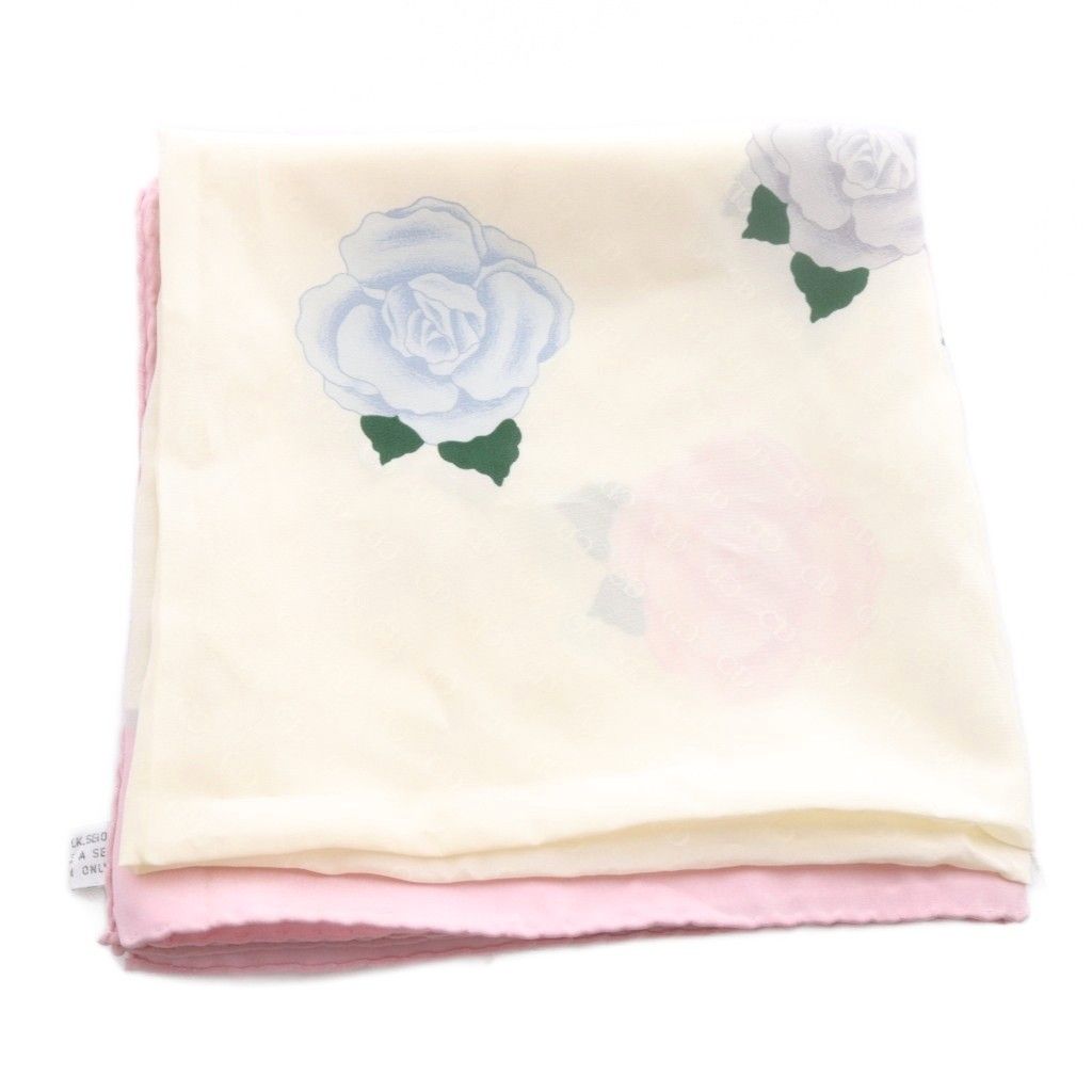 Dior Scarf Rose Pattern Silk Pink Ivory — view 3