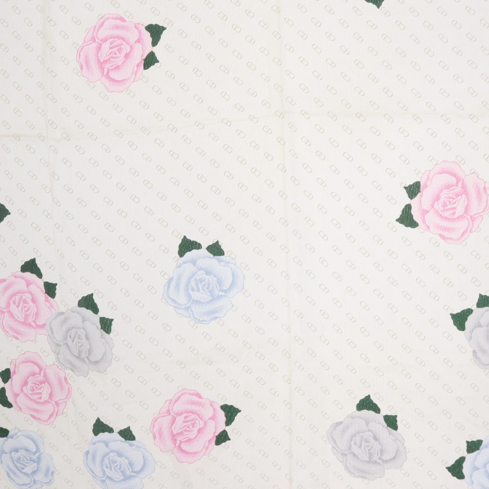 Dior Scarf Rose Pattern Silk Pink Ivory — view 5