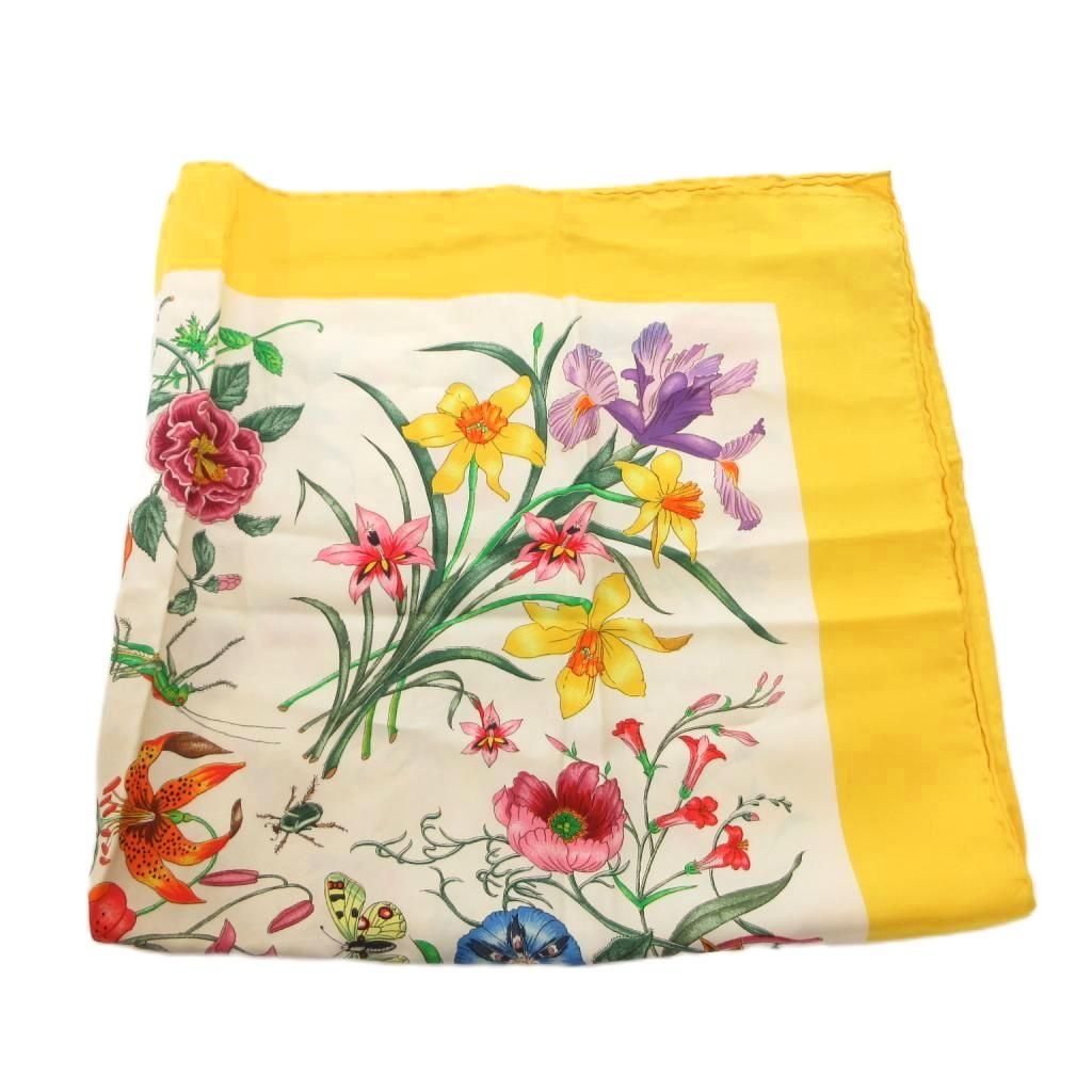 Gucci Scarf Botanical Pattern Silk Yellow — view 2