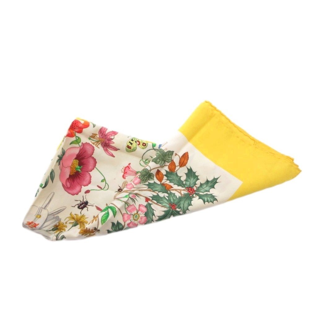 Gucci Scarf Botanical Pattern Silk Yellow — view 3