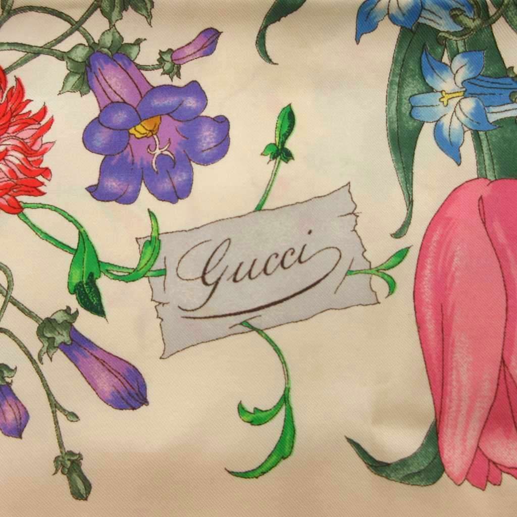 Gucci Scarf Botanical Pattern Silk Yellow — view 5