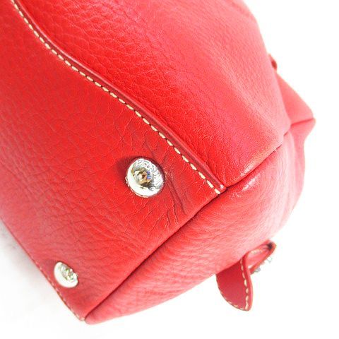 Prada Embossed Logo Mini Boston Bag Handbag Logo Red Leather — view 6