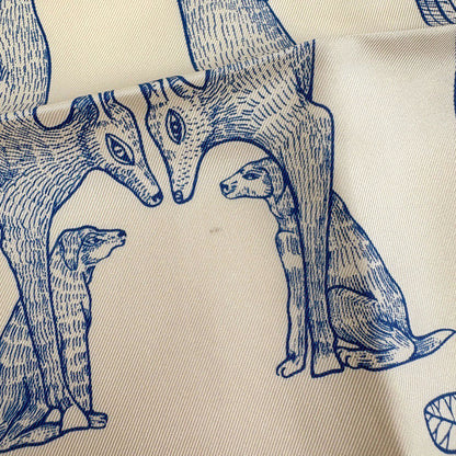 Hermes Carre 90 Animal Alphabet Scarf Silk Light Beige Blue — view 3