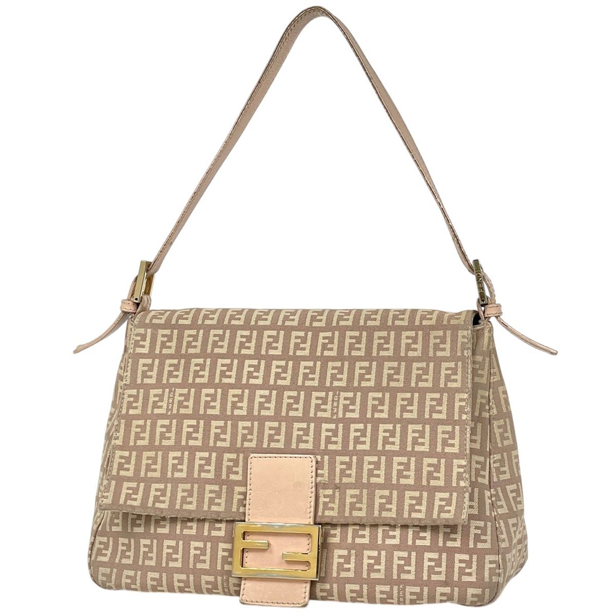 Fendi Zucchino Pattern Shoulder Bag Mamma Baguette Canvas Pink