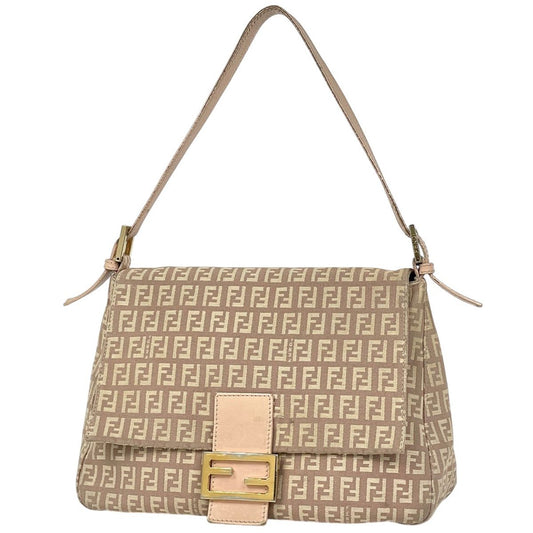 Fendi Zucchino Pattern Shoulder Bag Mamma Baguette Canvas Pink