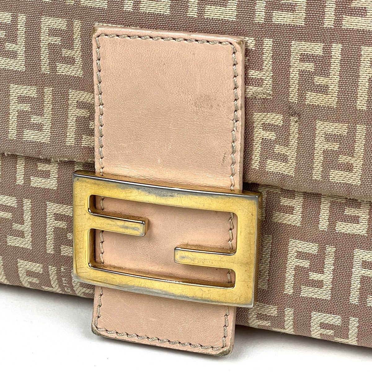 Fendi Zucchino Pattern Shoulder Bag Mamma Baguette Canvas Pink — view 4