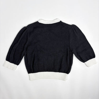 Prada Logo Crew Neck Sweater Short Sleeve Top Knit Cotton Black — view 2