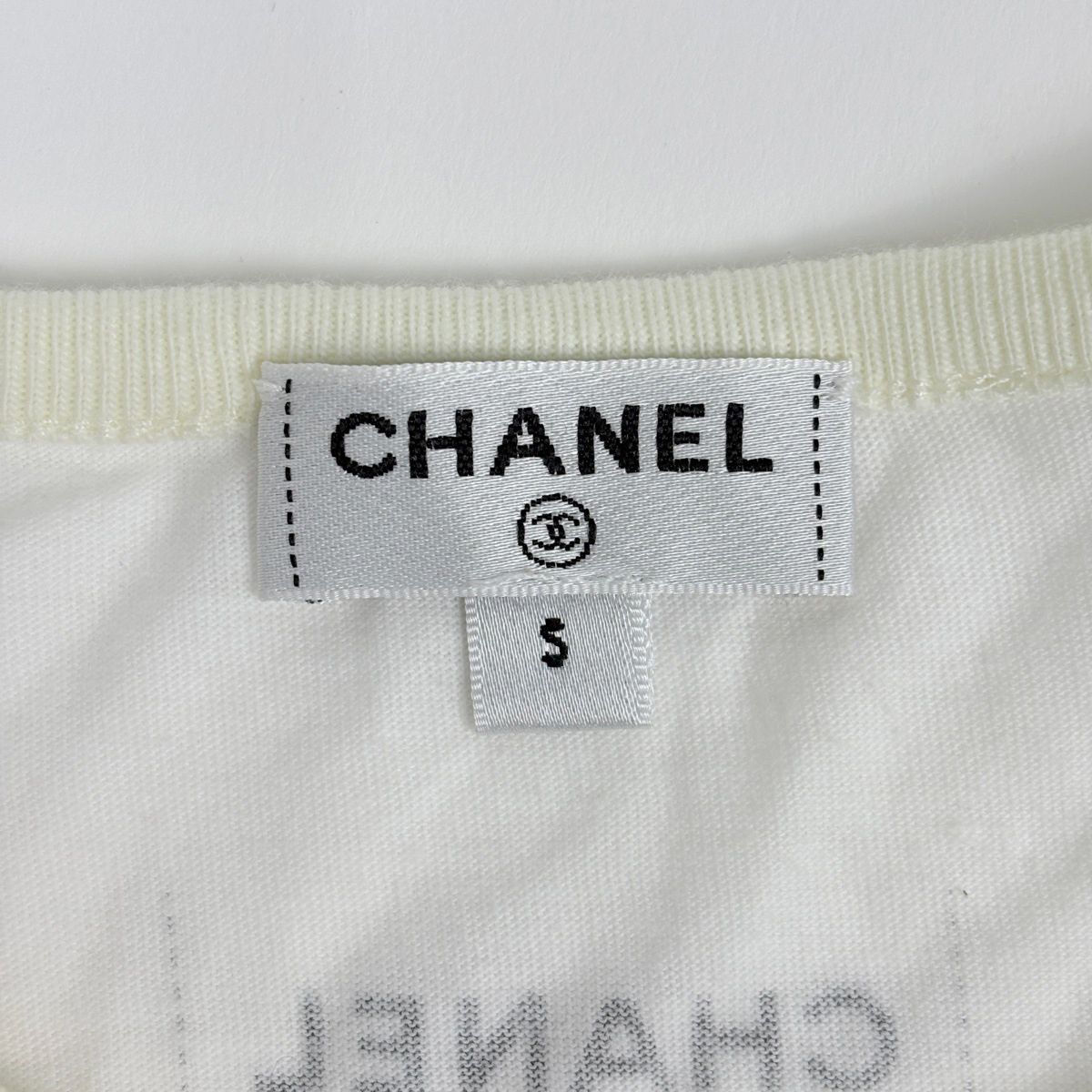 Chanel Logo Short Sleeve T-Shirt Top Cotton White Blue — view 6