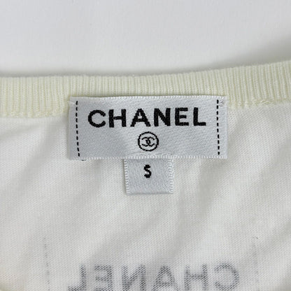 Chanel Logo Short Sleeve T-Shirt Top Cotton White Blue — view 6