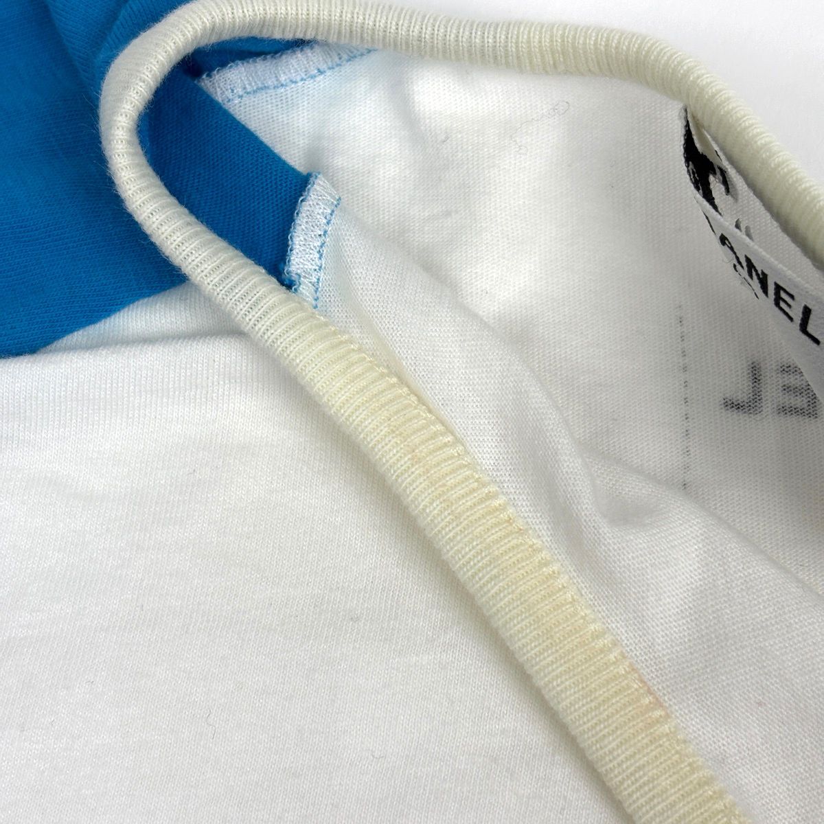 Chanel Logo Short Sleeve T-Shirt Top Cotton White Blue — view 5