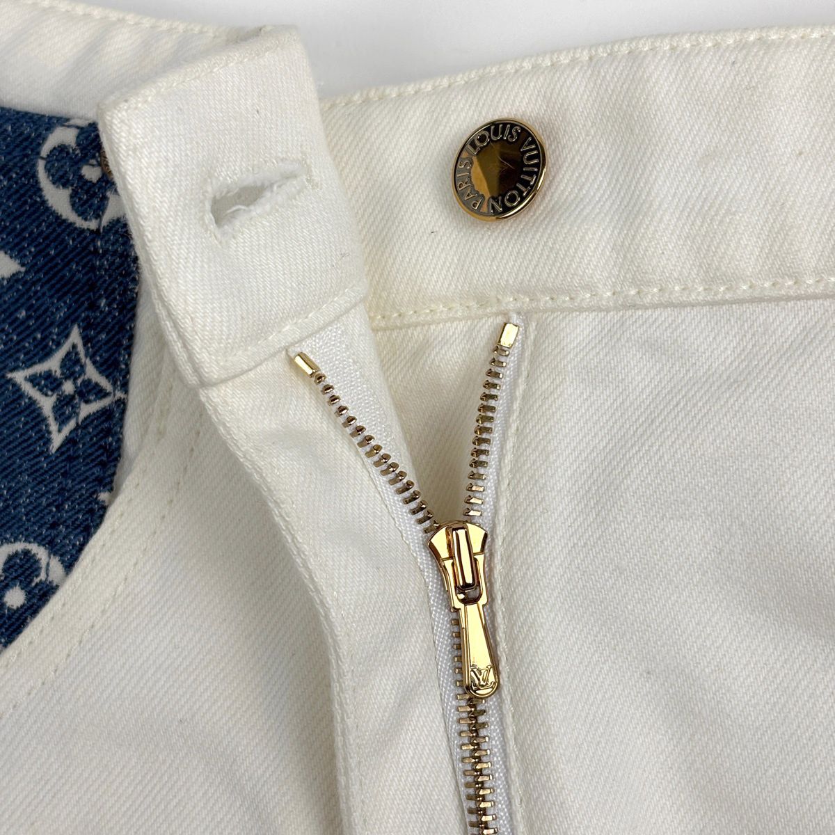 Louis Vuitton Monogram Mini Skirt Denim Mini Cotton Polyurethane White — view 5
