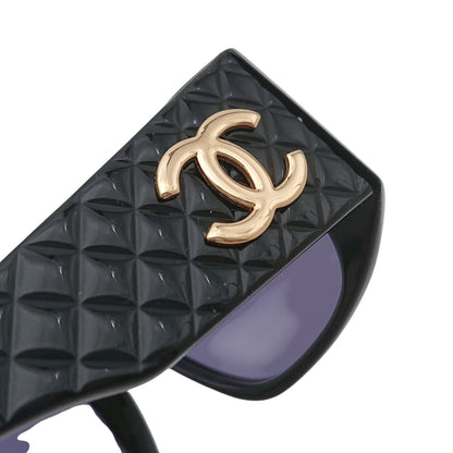 Chanel CC Logo Sunglasses Black Gold Eyewear — view 8