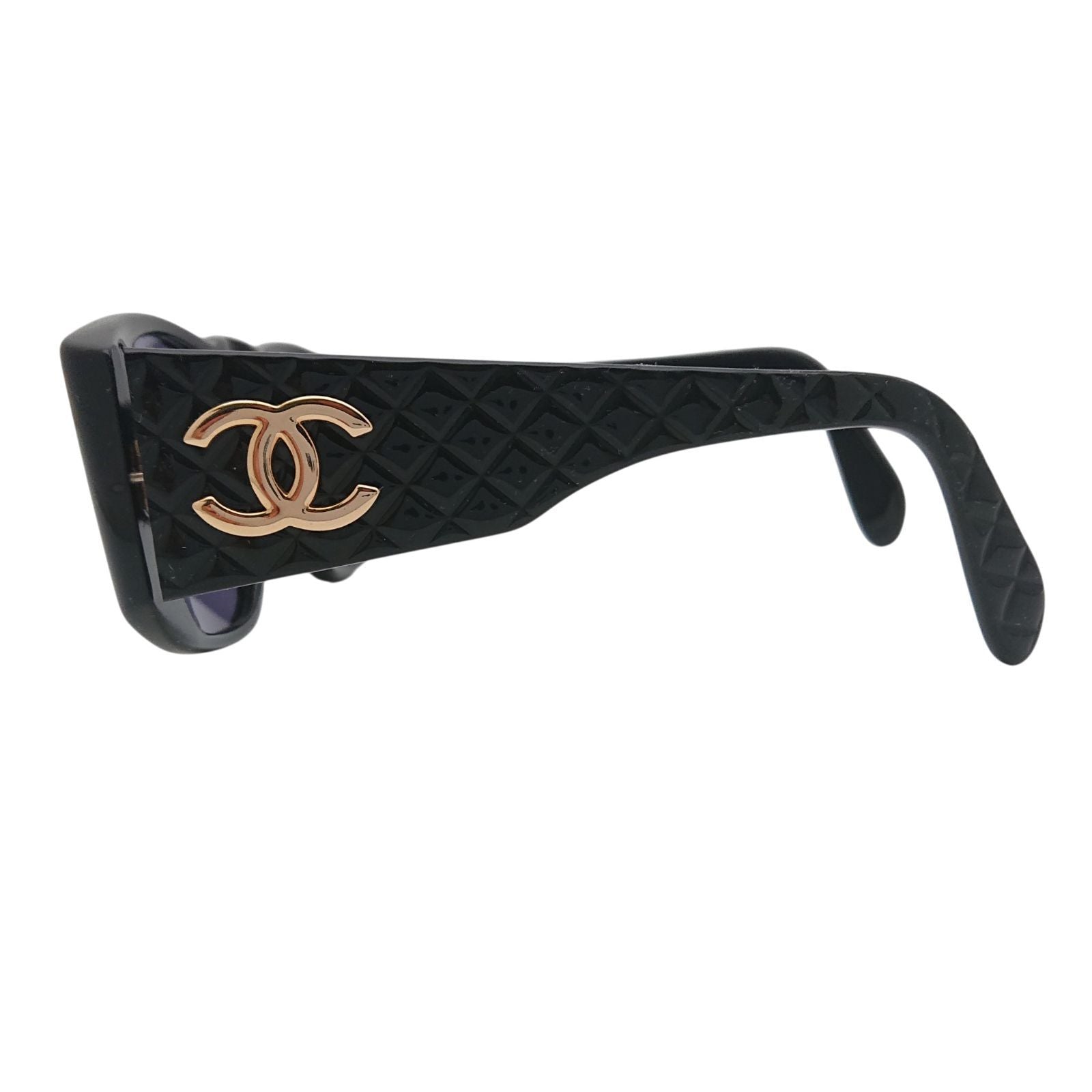 Chanel CC Logo Sunglasses Black Gold Eyewear — view 3