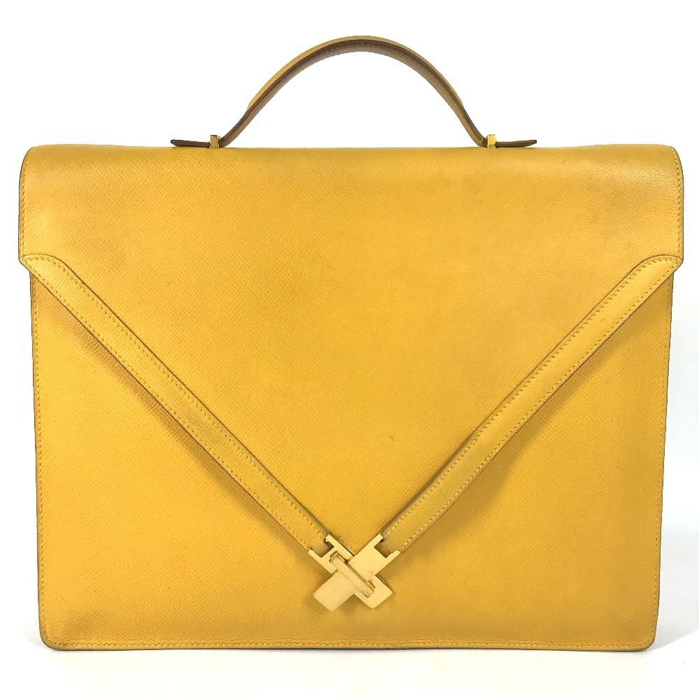 Hermes Business Bag Kelly Cross Courchevel Jaune Yellow