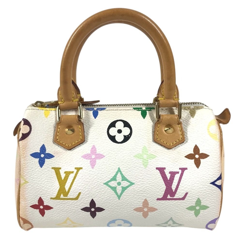 Louis Vuitton Handbag Mini Speedy Monogram Multicolor Canvas Blanc White