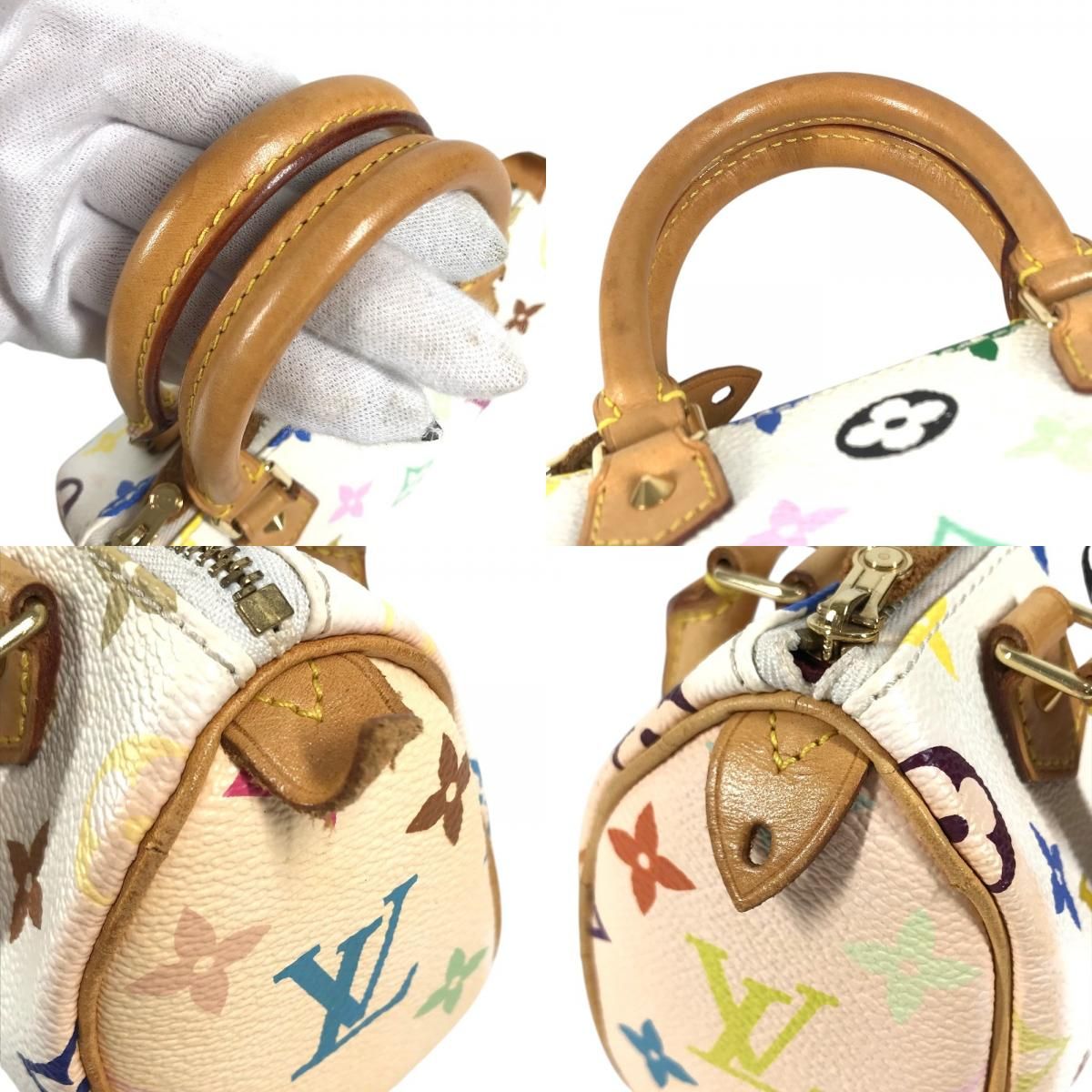 Louis Vuitton Handbag Mini Speedy Monogram Multicolor Canvas Blanc White — view 8