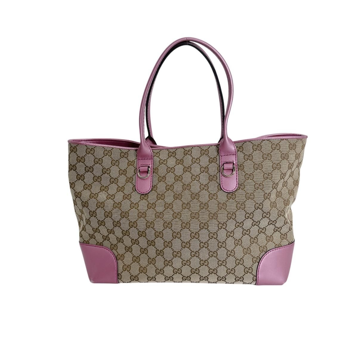 Gucci Supreme Open Tote Bag GG Brown Pink — view 3