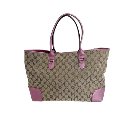 Gucci Supreme Open Tote Bag GG Brown Pink — view 3