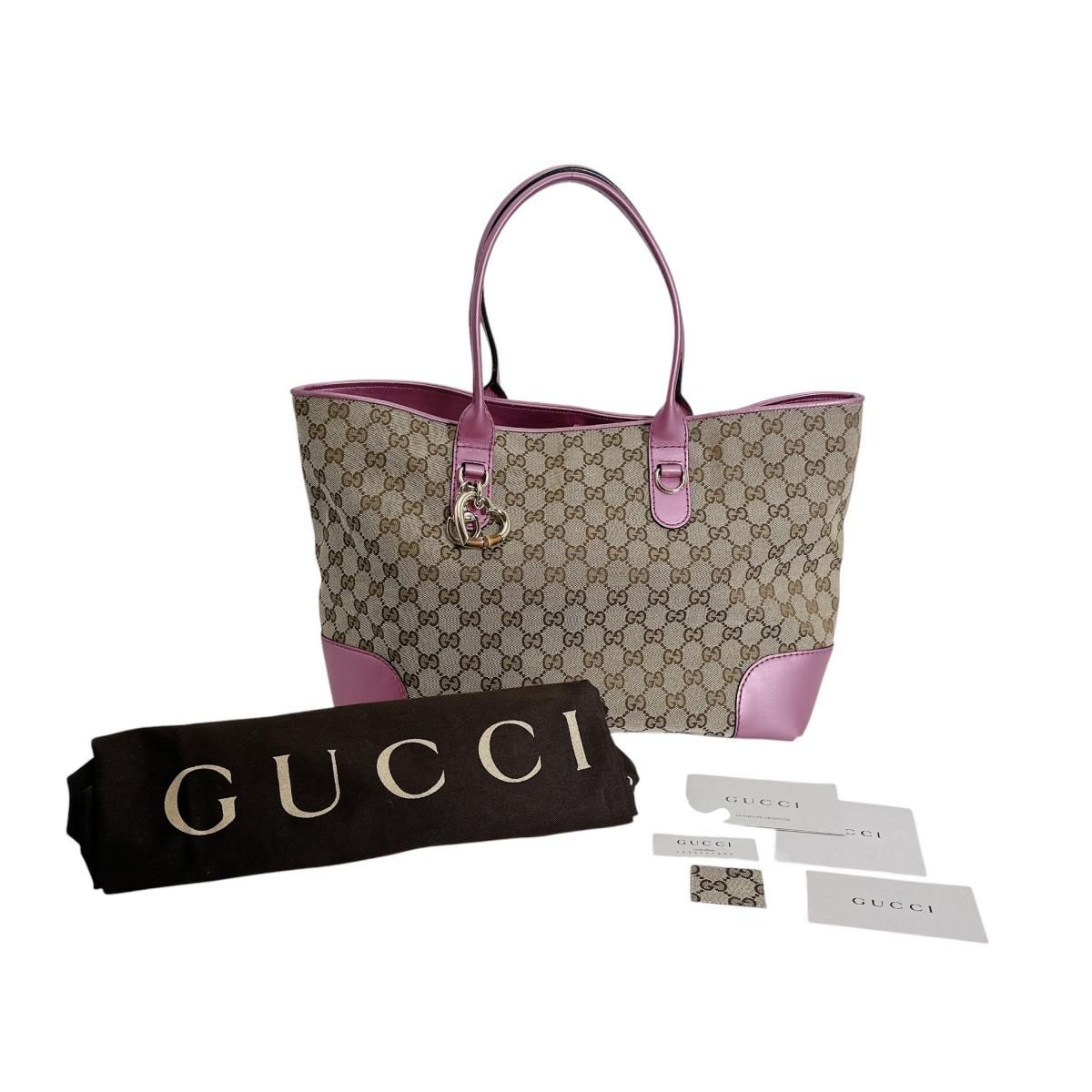 Gucci Supreme Open Tote Bag GG Brown Pink