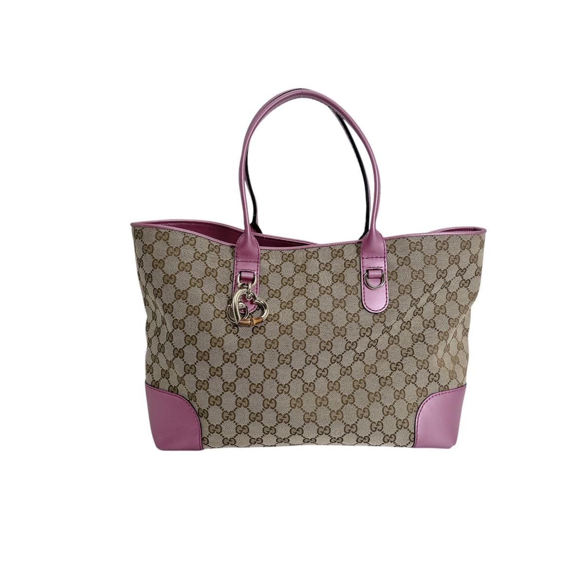 Gucci Supreme Open Tote Bag GG Brown Pink — view 2