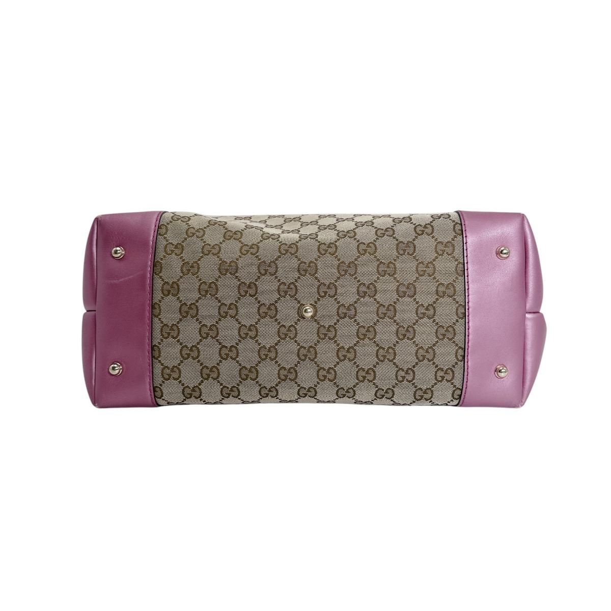 Gucci Supreme Open Tote Bag GG Brown Pink — view 5