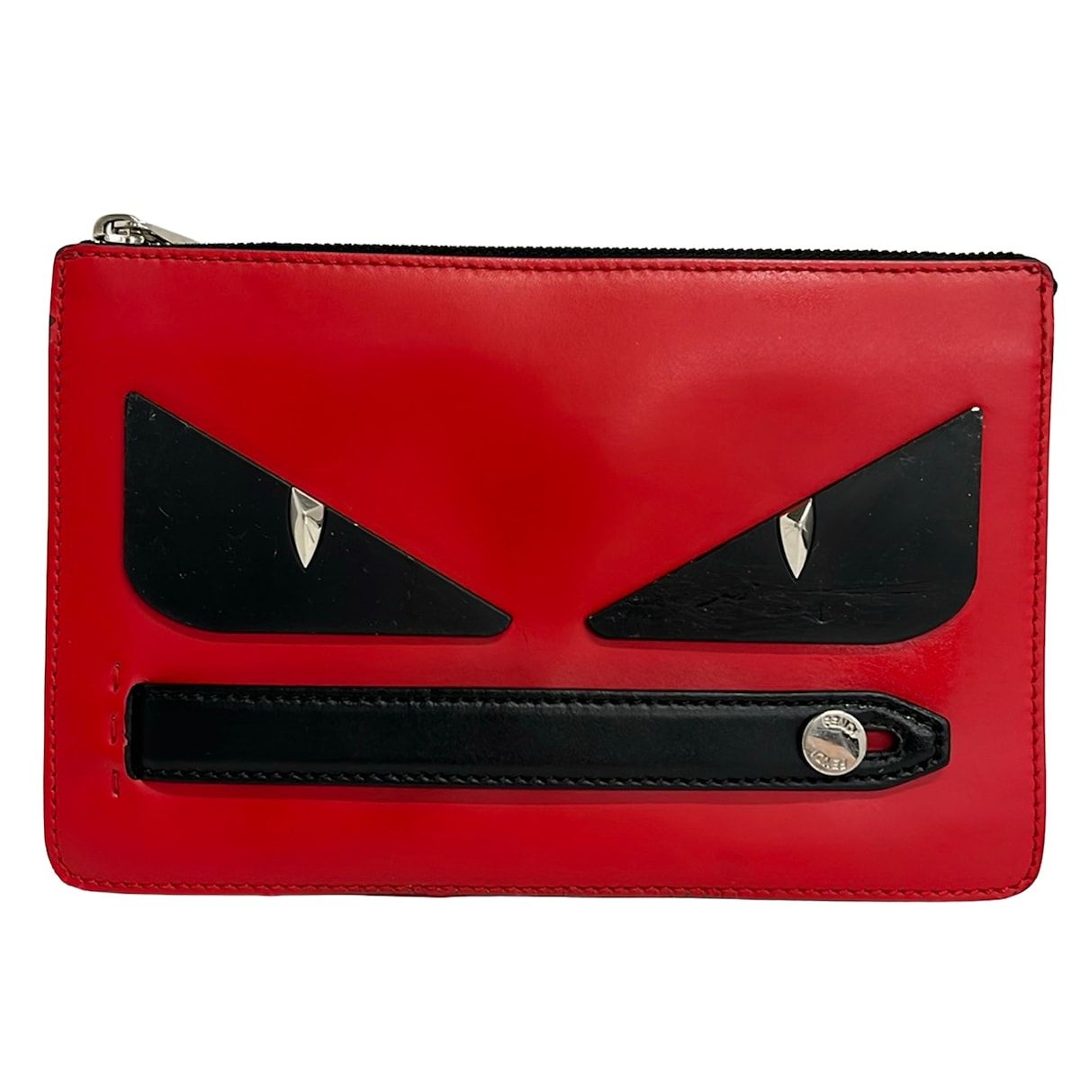 Fendi Clutch Bugs Red Black Leather