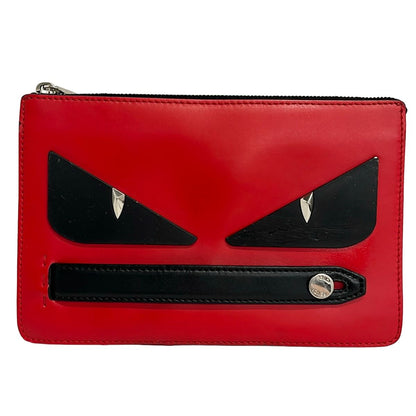 Fendi Clutch Bugs Red Black Leather