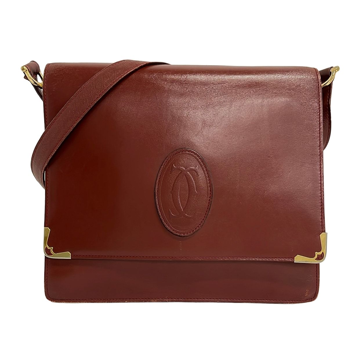 Cartier Shoulder Bag Must Line Bordeaux Gold Leather