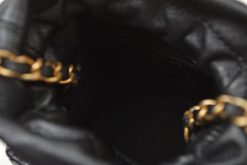 Chanel Chain Shoulder Bag Mini Cube Quilted Lambskin Black Gold — view 5