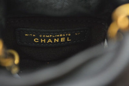 Chanel Chain Shoulder Bag Mini Cube Quilted Lambskin Black Gold — view 7