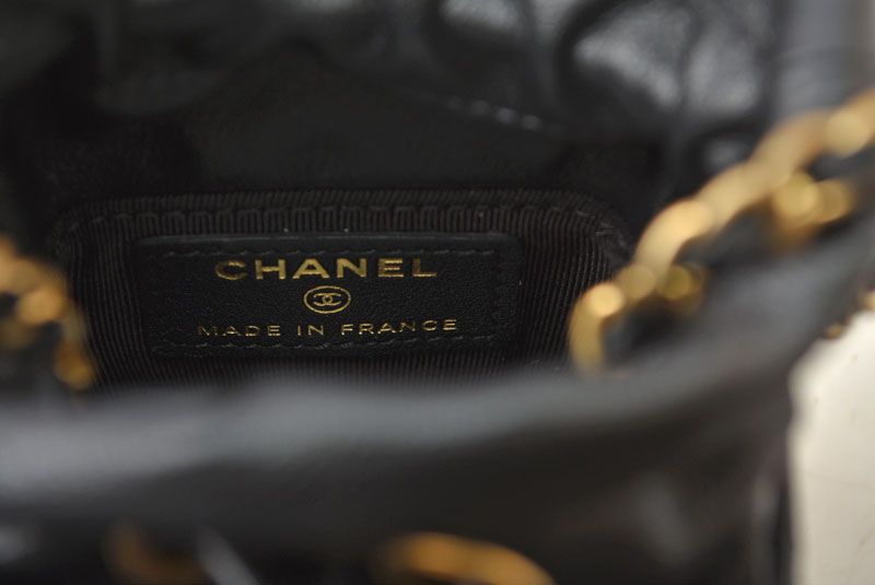 Chanel Chain Shoulder Bag Mini Cube Quilted Lambskin Black Gold — view 6