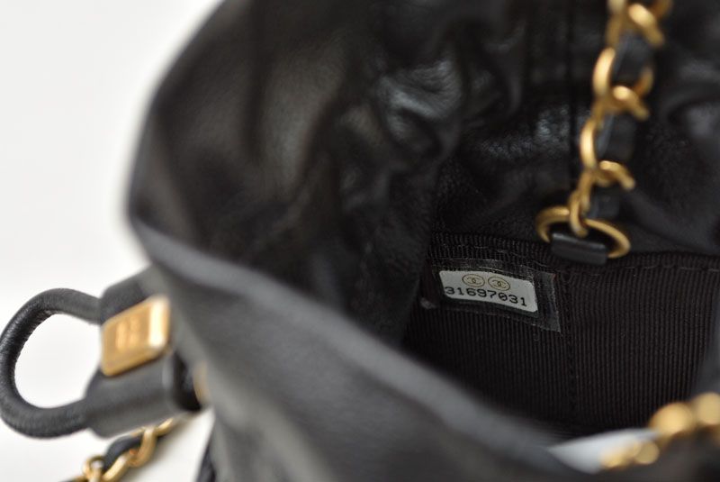 Chanel Chain Shoulder Bag Mini Cube Quilted Lambskin Black Gold — view 8