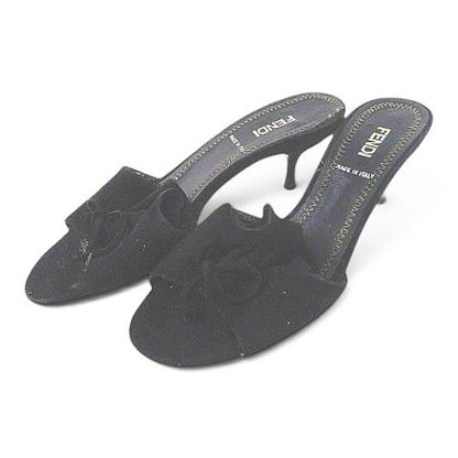 Fendi Mules Ribbon Frill Black 36