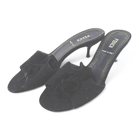 Fendi Mules Ribbon Frill Black 36