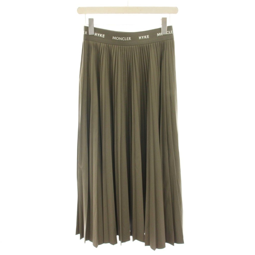 Moncler 4 Hyke Gonna Skirt Long Pleated Waist Logo 42 Khaki — view 2