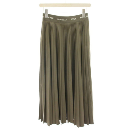 Moncler 4 Hyke Gonna Skirt Long Pleated Waist Logo 42 Khaki — view 2