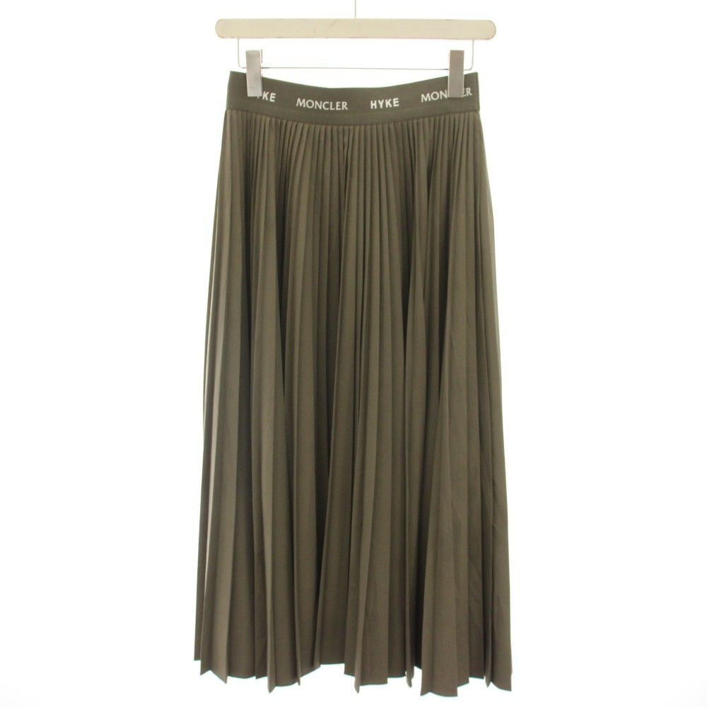 Moncler 4 Hyke Gonna Skirt Long Pleated Waist Logo 42 Khaki