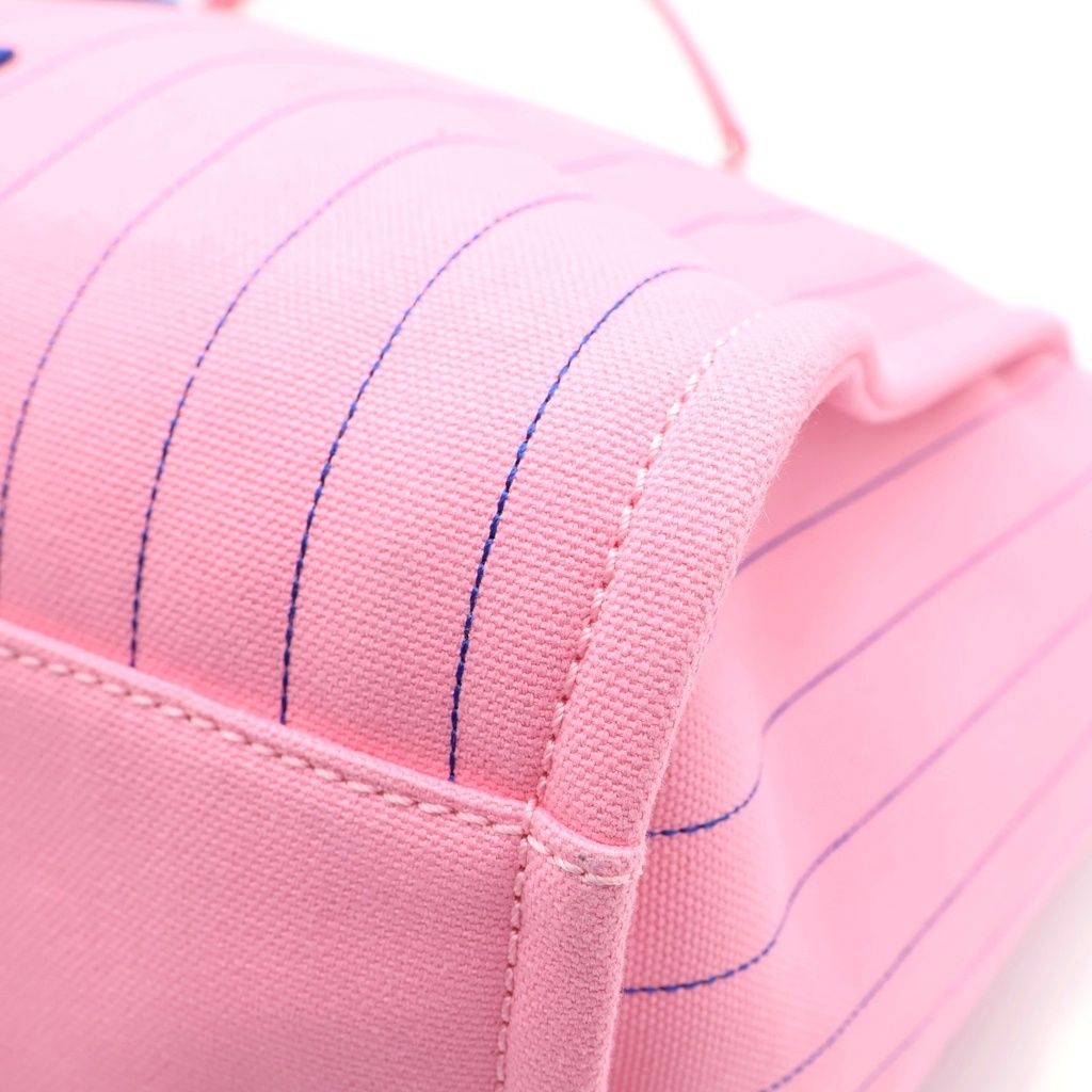 Chanel Deauville GM Canvas Leather Silver 2-Way Chain Tote Bag Plate Pink — view 5