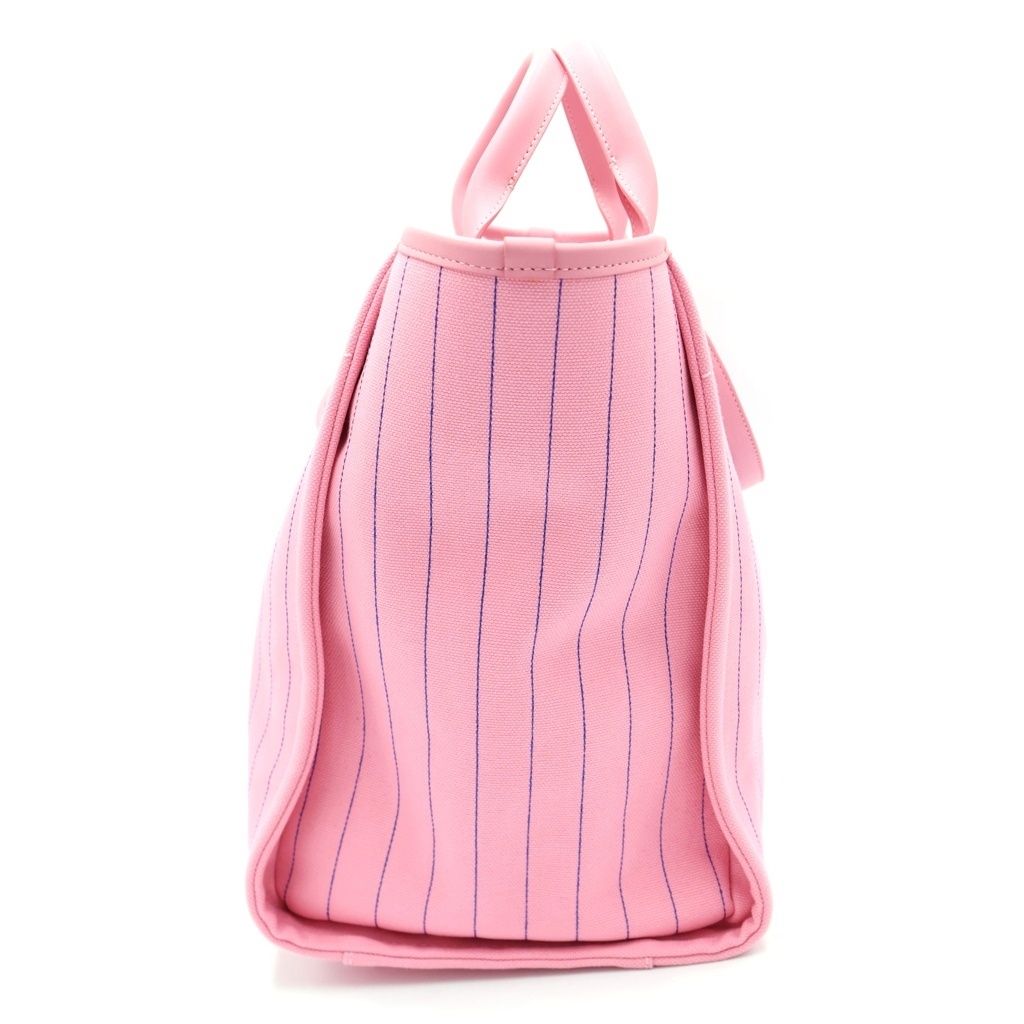 Chanel Deauville GM Canvas Leather Silver 2-Way Chain Tote Bag Plate Pink — view 3