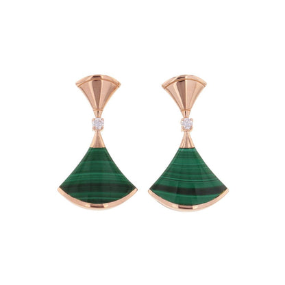 Bvlgari Earrings Diva's Dream Malachite Diamond Total 18K Pink Gold