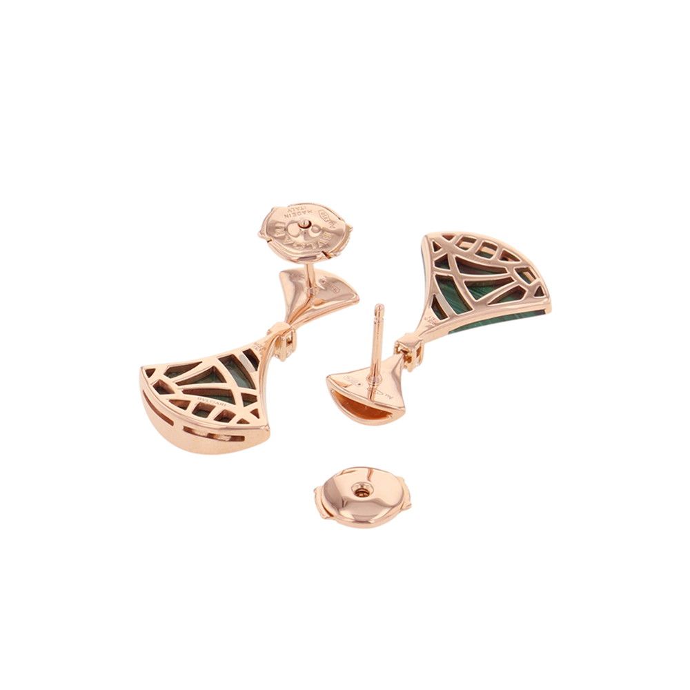 Bvlgari Earrings Diva's Dream Malachite Diamond Total 18K Pink Gold — view 3
