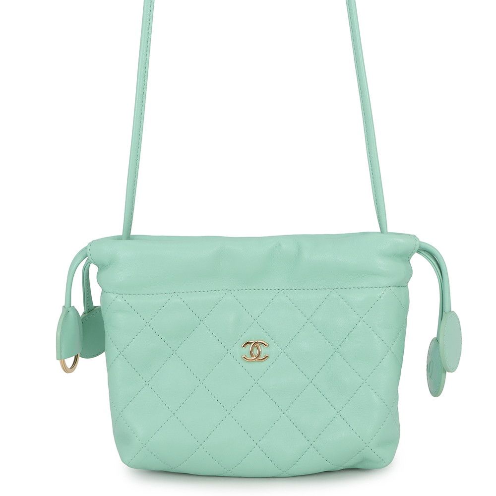 Chanel Shoulder Bag Strap Clutch Quilted CC Logo Lambskin