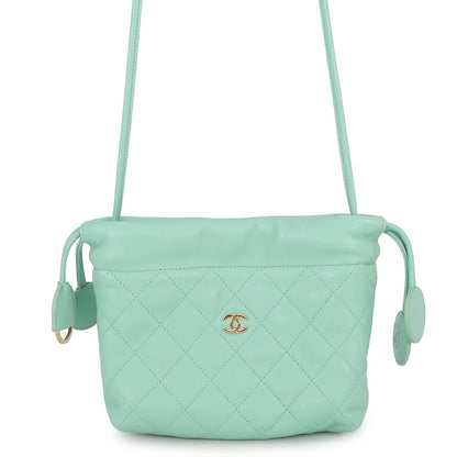 Chanel Shoulder Bag Strap Clutch Quilted CC Logo Lambskin